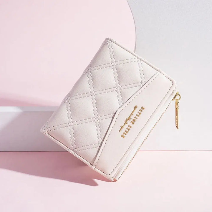 Fashion Embroidery Coin Purse Solid Color PU Short Wallet Zipper Card Bag Women