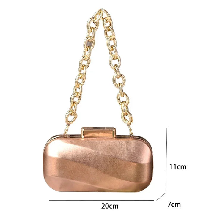 LuxeMetallic Evening Clutch – PU Leather Party Purse in Gold & Silver