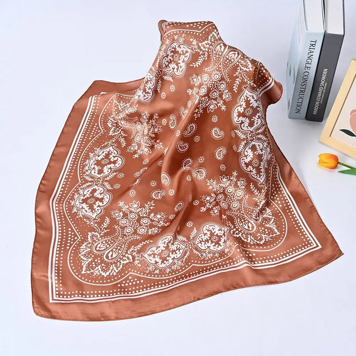 Printed Square Scarf – 70cm Paisley Bandana for Hair & Headwear