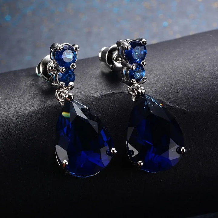 EternaBlue™ – Anti-Allergy Blue Crystal Wedding Earrings
