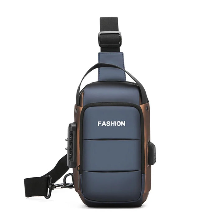 Unisex PU Leather Anti Theft Chest Bag Large Capacity USB Charging Travel Sling Chest Bag Waterproof Crossbody Bag Unisex