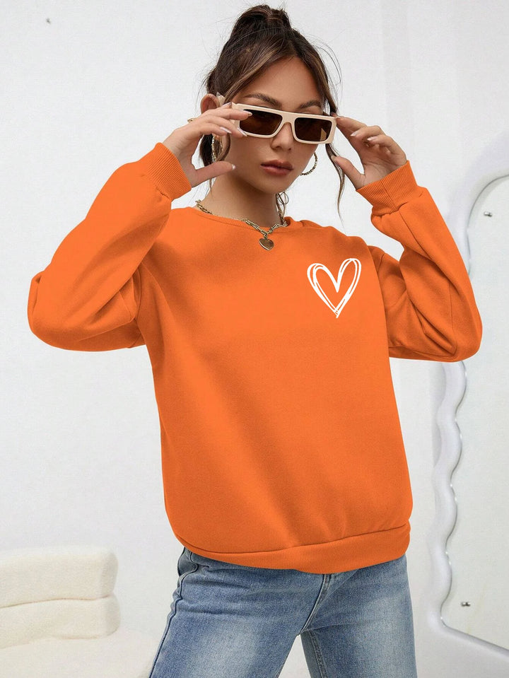 Heart Print Casual Sweatshirt