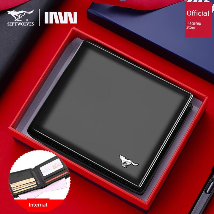 SEPTWOLVES Men Genuine Leather Dad's Wallet for Husband