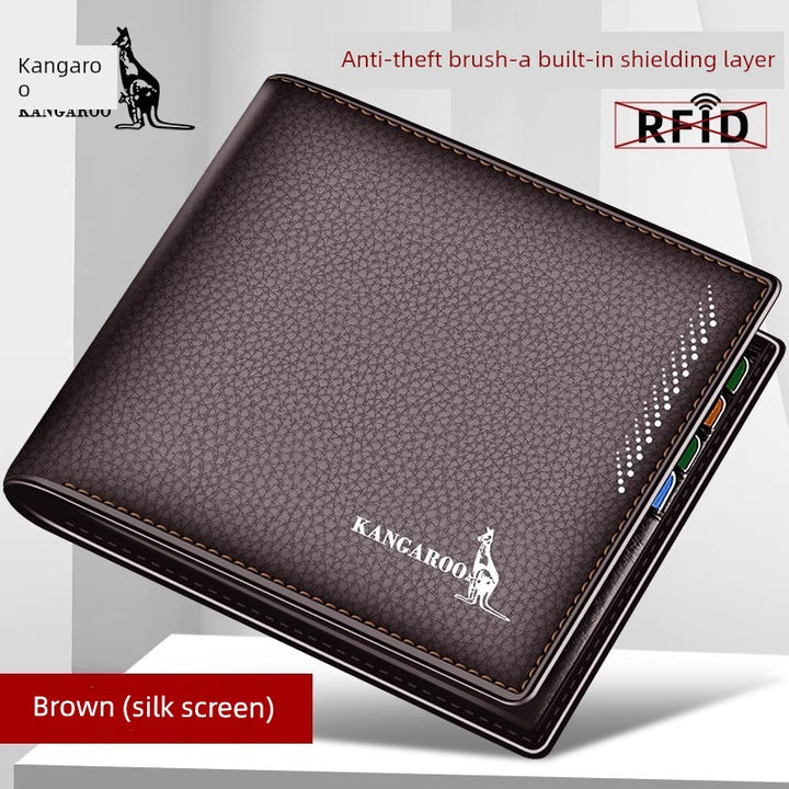 Kangaroo Men First Layer Cowhide One-Piece Father Wallet