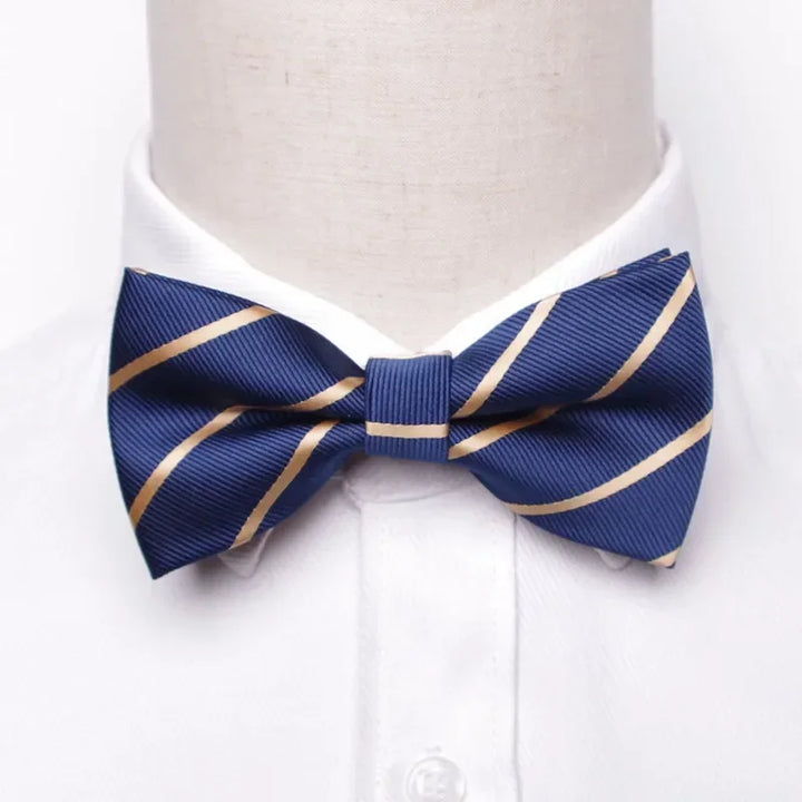 Men’s Classic Black Bow Tie – Formal Polyester Woven Pattern