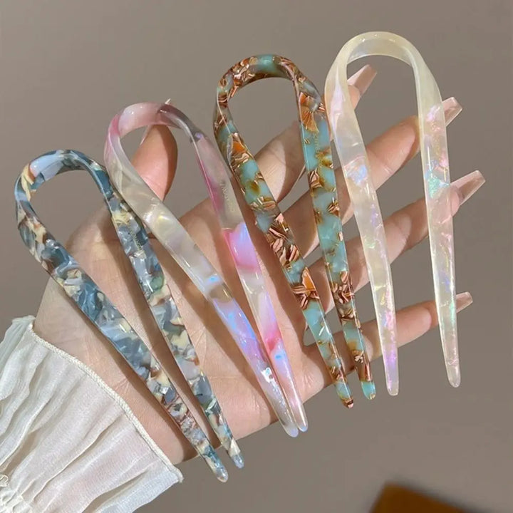 Hairstyle Tool Hair Accessories Hair Fork U-Shaped Headbands Hair Sticks Acetate Headwear Hairpin for Women/Girls
