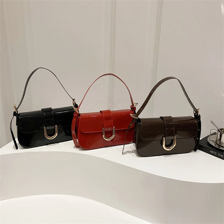 Stylish Shoulder Bag Handbag for Women Lightweight PU Glossy Finish Magnetic Closure Perfect for Daily Commute