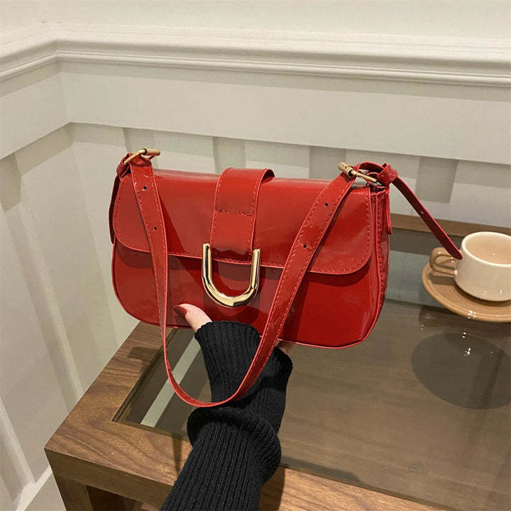 Stylish Shoulder Bag Handbag for Women Lightweight PU Glossy Finish Magnetic Closure Perfect for Daily Commute