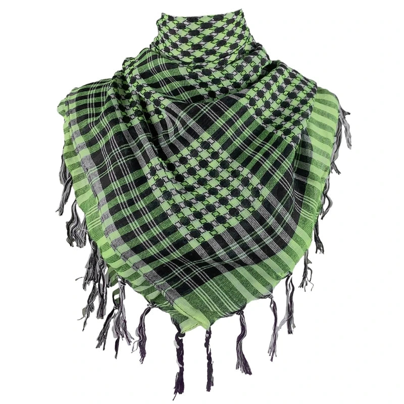 Arab Style Keffiyeh – Houndstooth Pattern Shemagh with Fringe