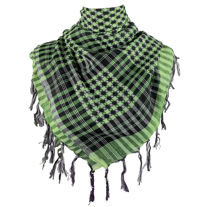 Arab Style Keffiyeh – Houndstooth Pattern Shemagh with Fringe