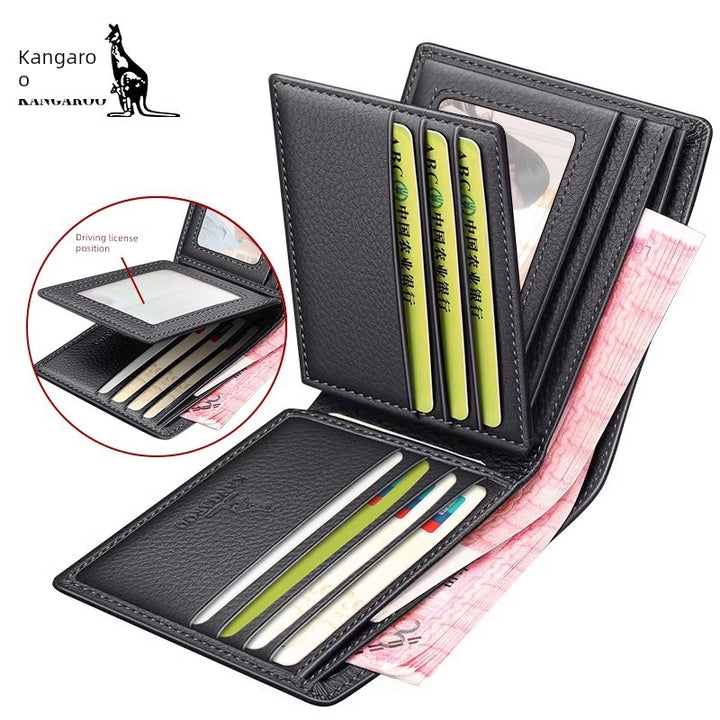 Kangaroo Men First Layer Cowhide One-Piece Father Wallet