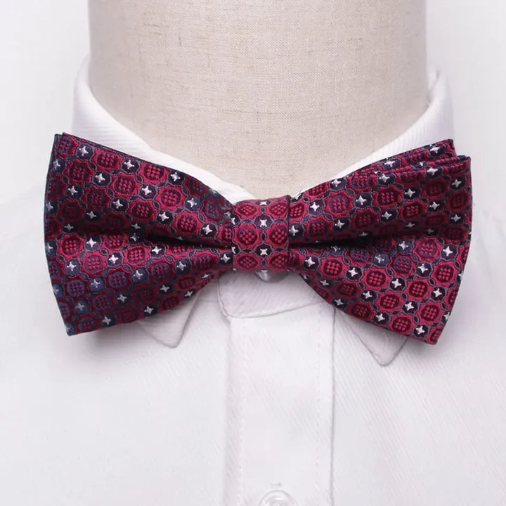 Men’s Classic Black Bow Tie – Formal Polyester Woven Pattern