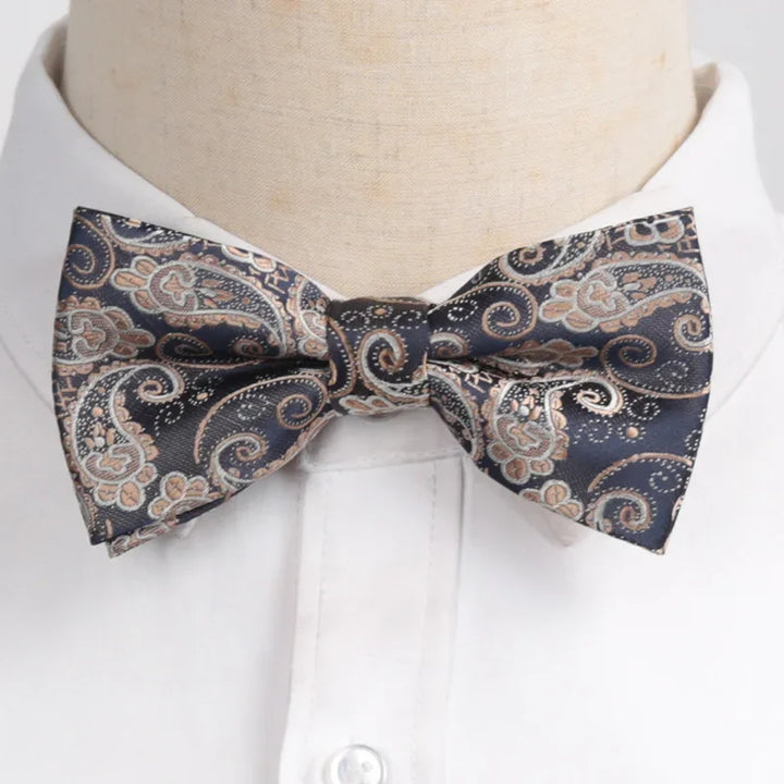 Men’s Classic Black Bow Tie – Formal Polyester Woven Pattern
