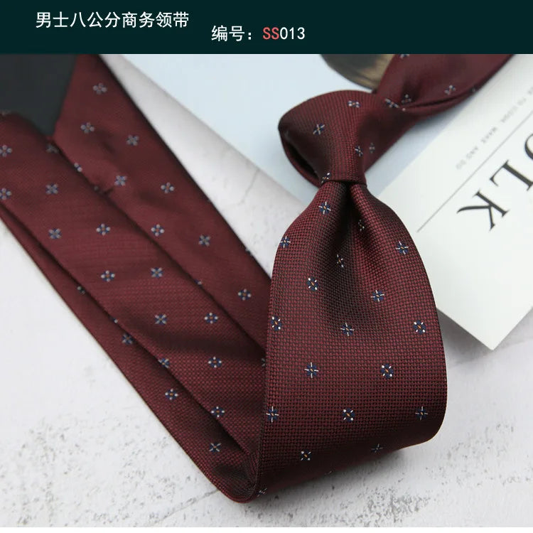 Tie Gravatas Fashion Wholesale Woven 8 cm Striped Necktie Wedding Accessories Blue Man Dot Fit Group Party Office Neck Ties