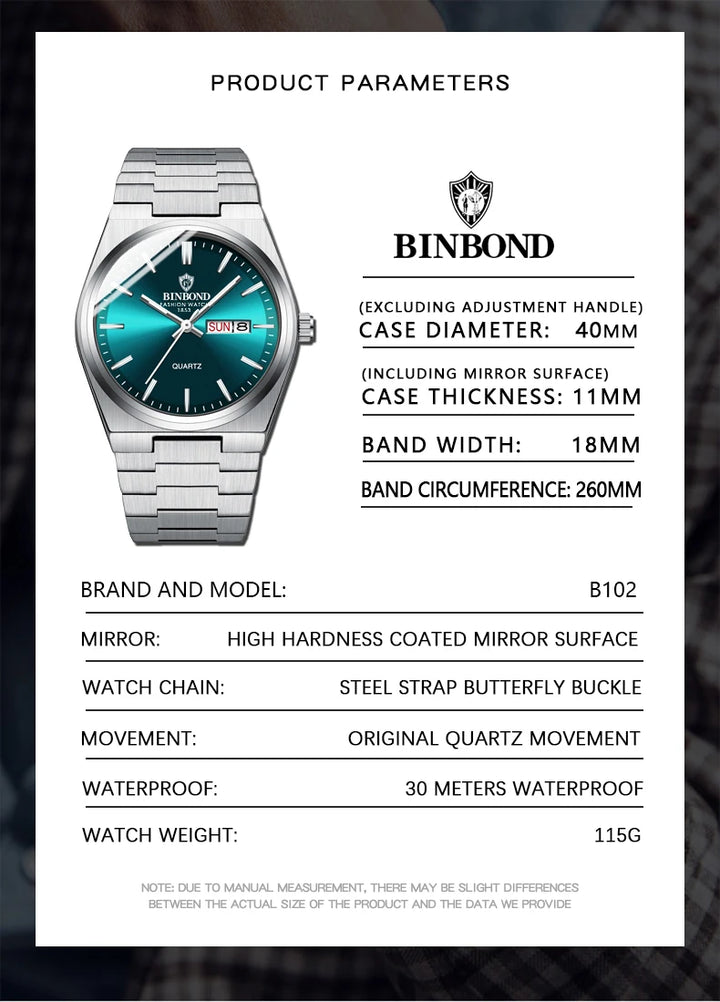 BINBOND Men's Business Quartz Watch