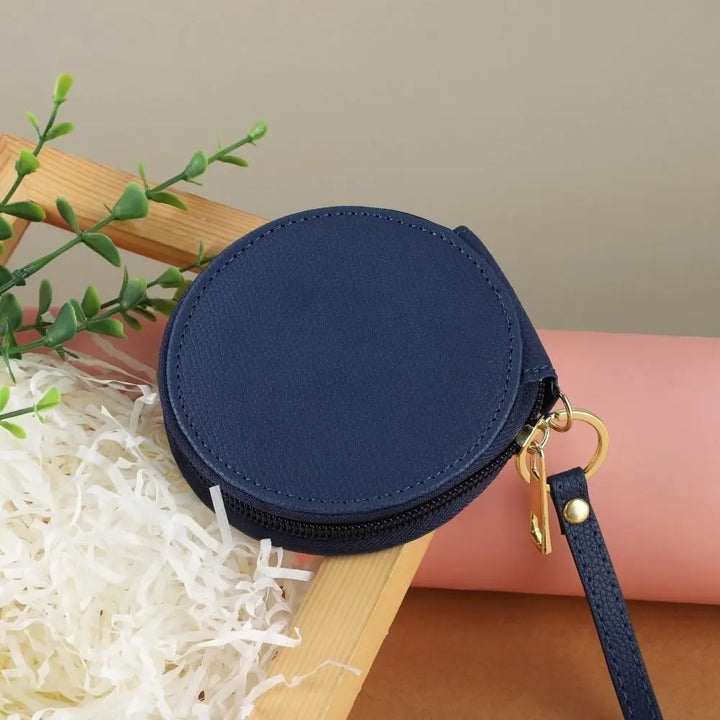 Mini Round Coin Pouch – Solid Color PU Leather Wallet & Accessory Bag