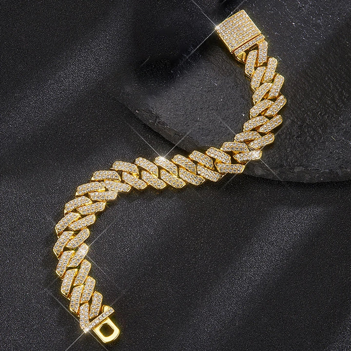 Frosted 15MM Cuban Chain Necklace – Rhinestone Hip Hop Bling