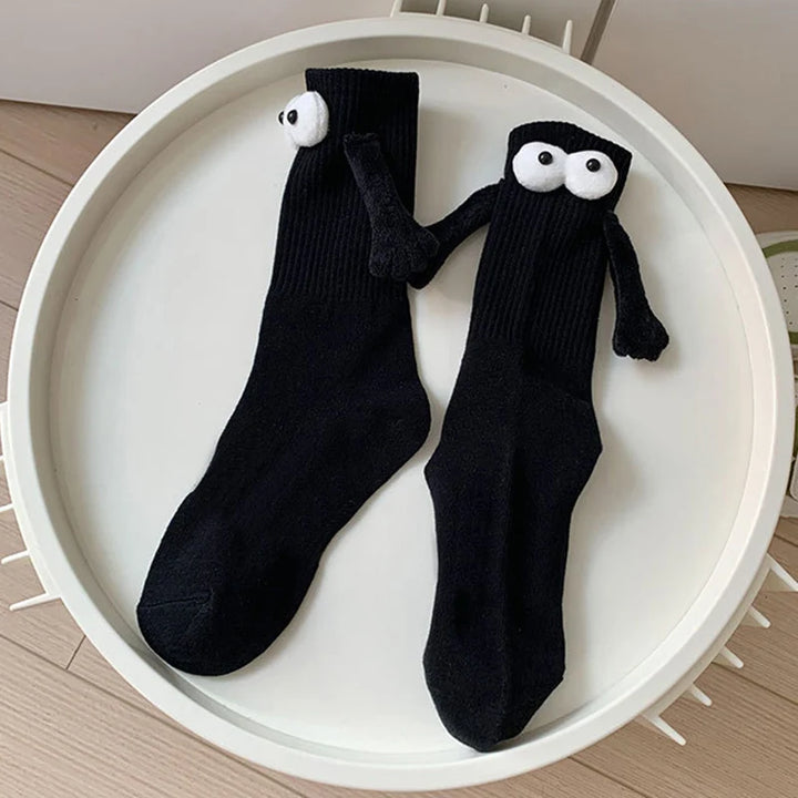 1 Pair Cute Socks Hand In Hand Sock Women Lovely High Quality Solid Color Black White Socks Summer Lace Mesh Short Socks