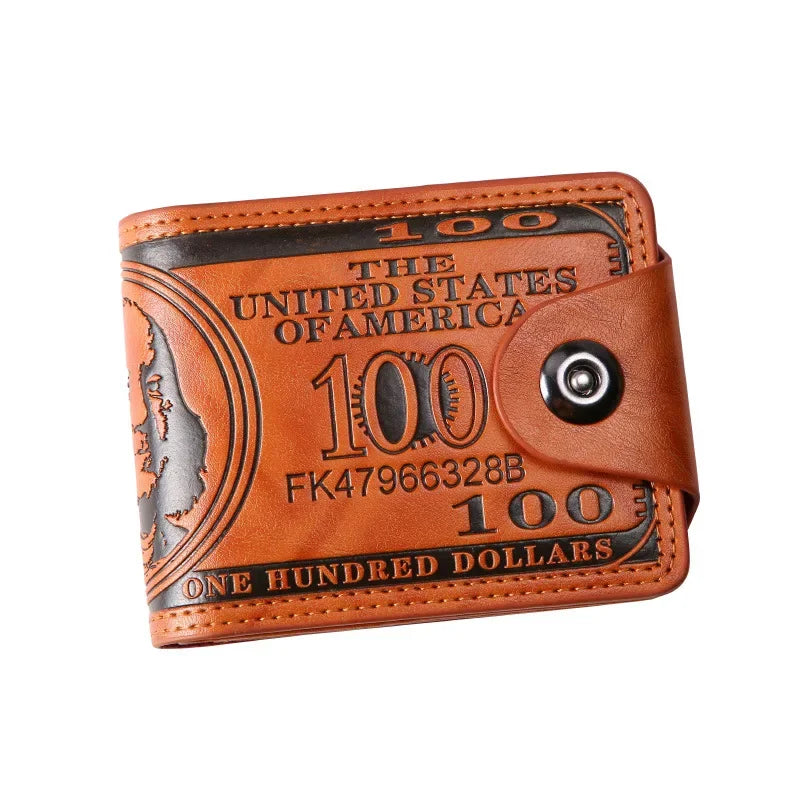 Men's Wallets With 100 US Dollar PatternWallet Male Leather Walet Photo Card HolderFashion Large Capacity Wallet Purse Bag