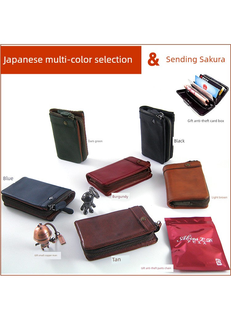 Tough Japan Men Genuine Leather Personality Vertical Wallet