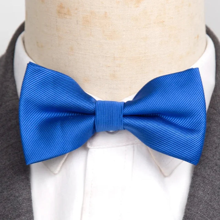 Men’s Classic Black Bow Tie – Formal Polyester Woven Pattern