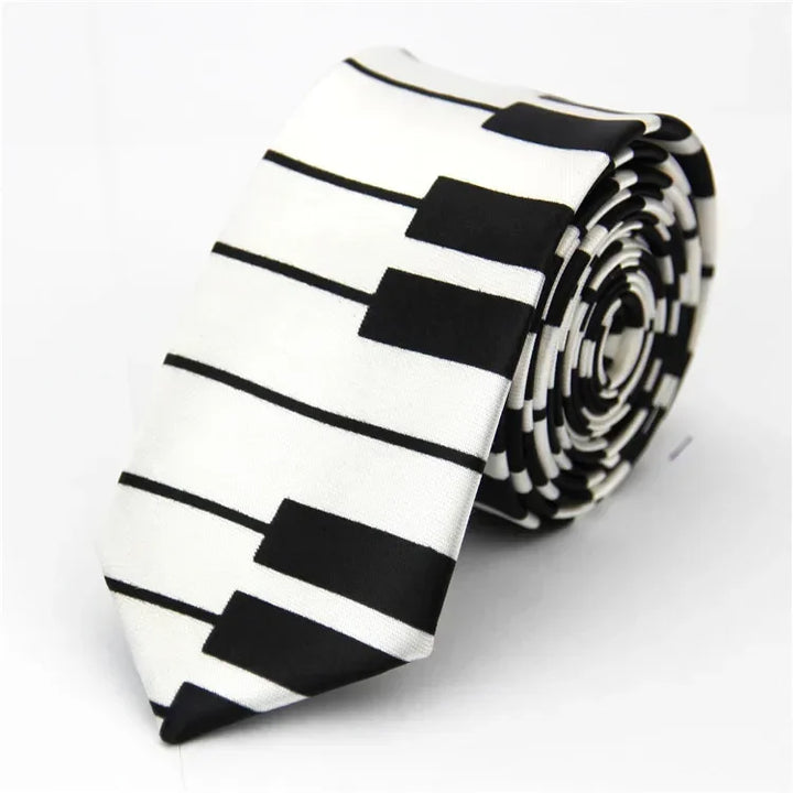 Narrow Tie for Men Women  5cm (2") Skinny Wedding Black Blue Red Pink White Purple Green Gray Piano Skull Print Slim Necktie