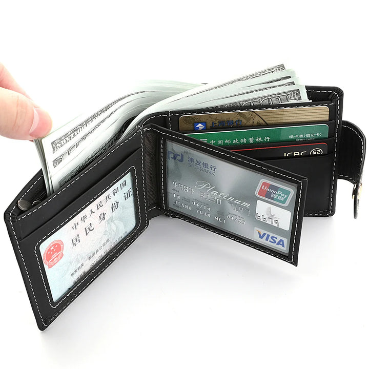 Men's Wallet Men's Short Wallet Youth Fashion Personality Pu Leather Credit Card ID Card Holder Wallet Folding Wallet