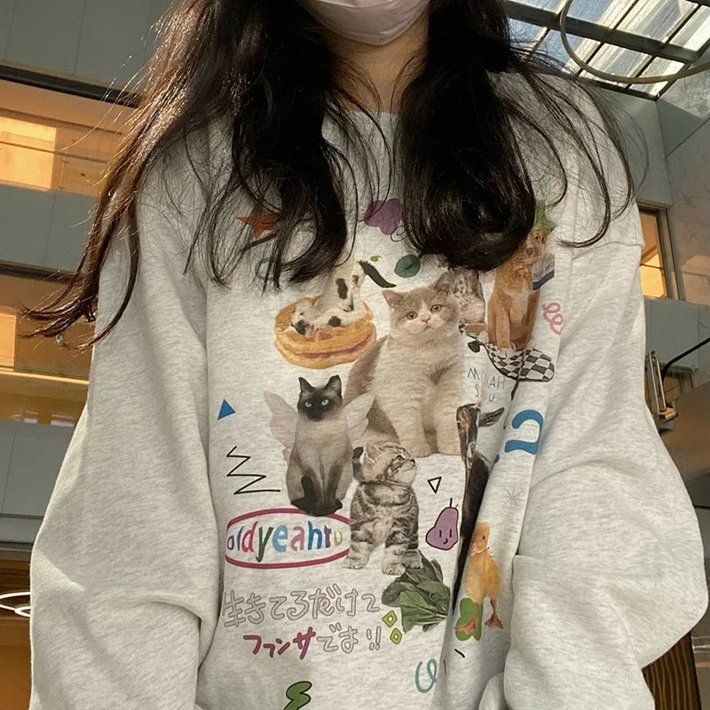 Milk Cat Graphic Sweatshirt