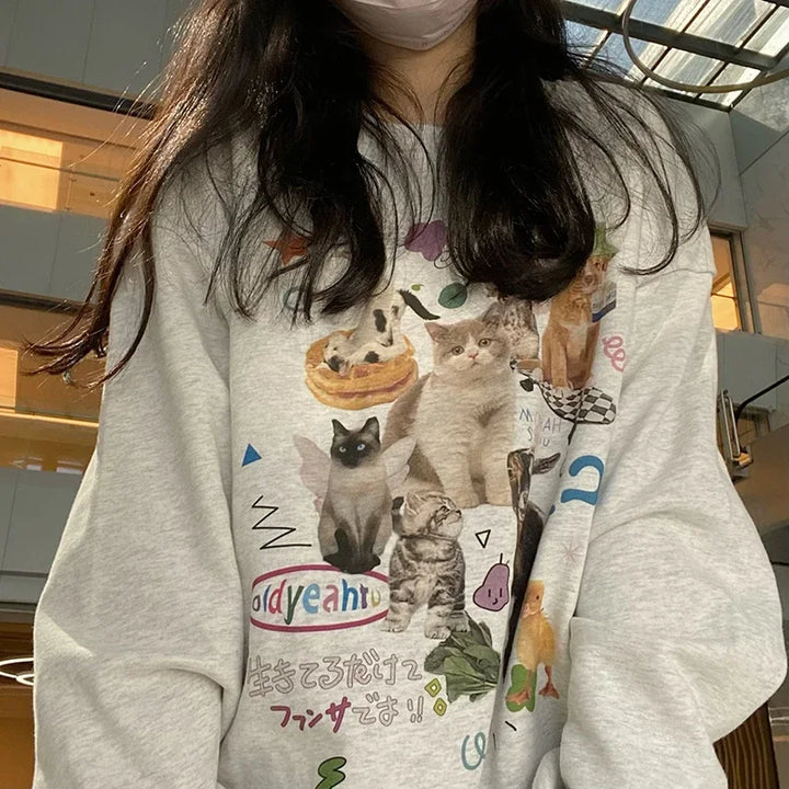 Milk Cat Graphic Sweatshirt
