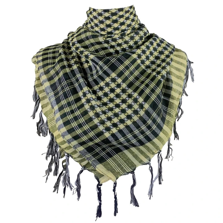 Arab Style Keffiyeh – Houndstooth Pattern Shemagh with Fringe