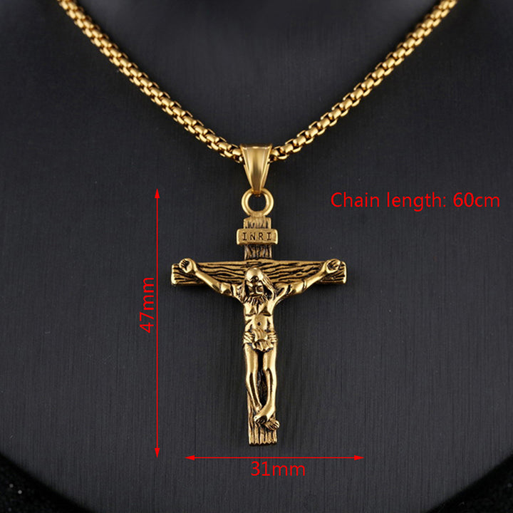 . Faith Cross Pendant Necklace – Gold & Silver Stainless Steel Chain for Men