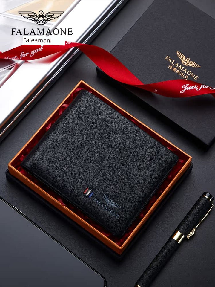 FL Armani Genuine Goods Short Leather Wallet for Man