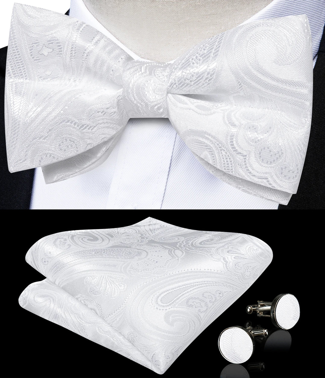 Men’s Pre-tied Bow Tie Set – Wedding & Groom Accessories