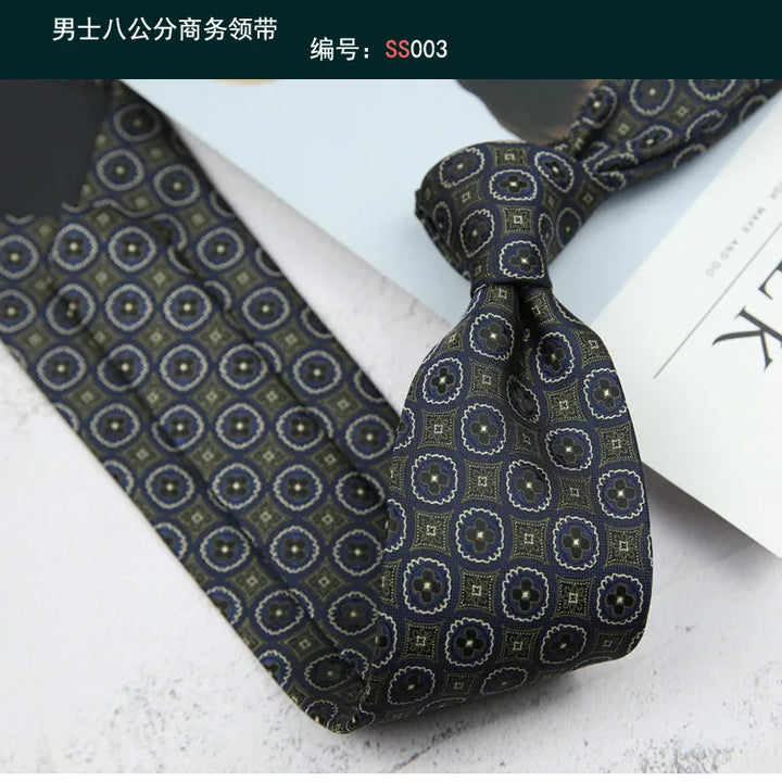 Tie Gravatas Fashion Wholesale Woven 8 cm Striped Necktie Wedding Accessories Blue Man Dot Fit Group Party Office Neck Ties