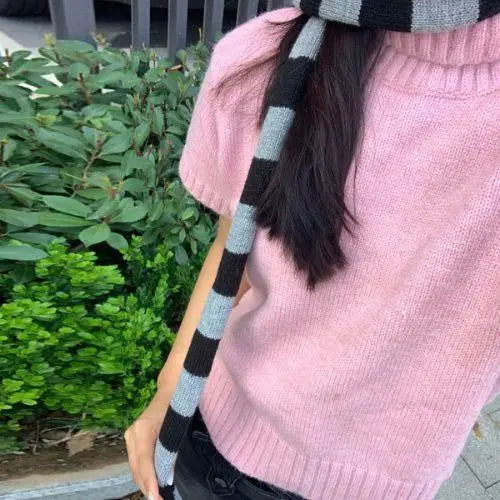 Gothic Striped Shawl – Y2K Winter Scarf for Women