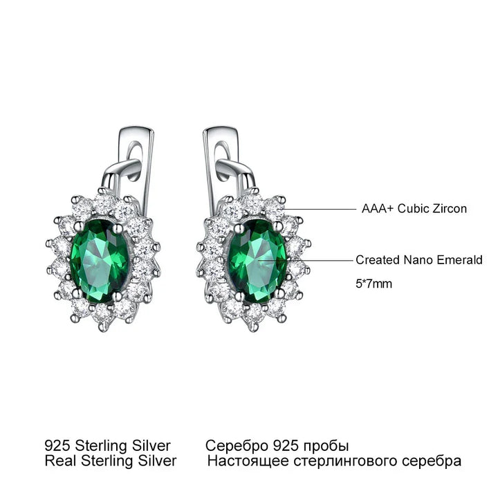 RadiantEmerald™ – 5*7mm Oval Clip Earrings with Emerald and Flower Design