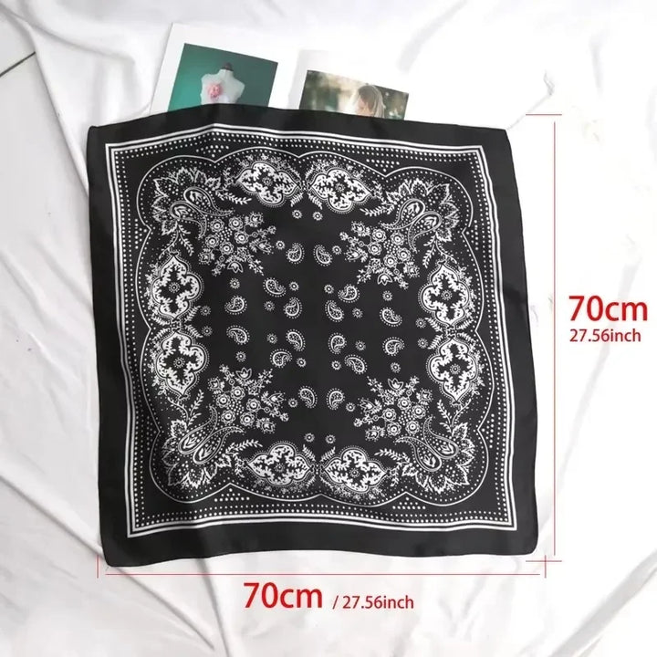 Printed Square Scarf – 70cm Paisley Bandana for Hair & Headwear