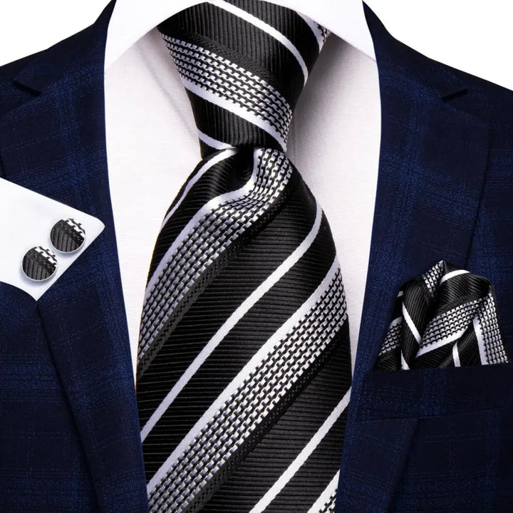 Hi-Tie 8.5cm Business Black Solid Paisley 100% Silk Men's Tie Neck Strip Ties for Men Formal Luxury Wedding Neckties Gravatas