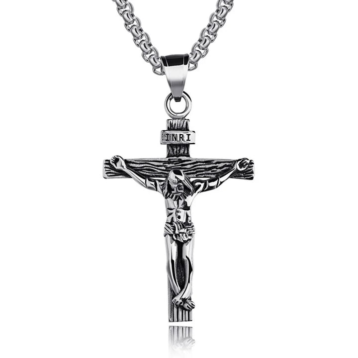 . Faith Cross Pendant Necklace – Gold & Silver Stainless Steel Chain for Men