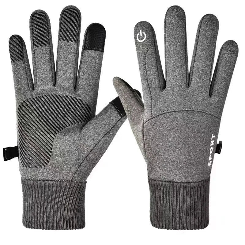 Warm gloves for men's autumn and winter household plus fleece switch anti-slip windproof waterproof driving and riding cold-proo