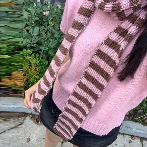 Gothic Striped Shawl – Y2K Winter Scarf for Women