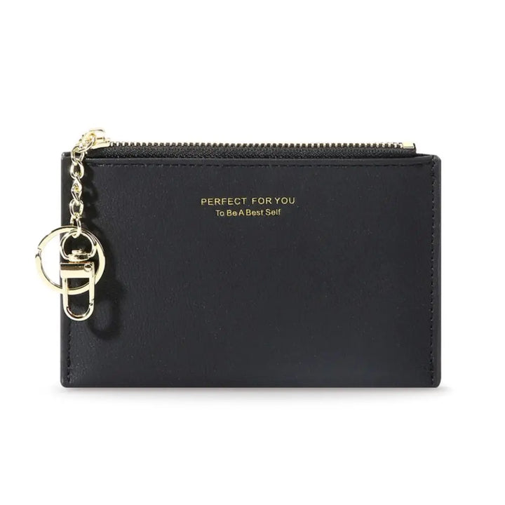 Ultra-Thin PU Leather Wallet – Mini Coin Purse with Keychain