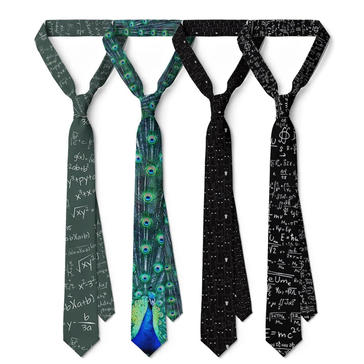 Fun Mathematical Formula Men's Tie 3D Printing 8CM Fashion Novelty Creative Tie Number Symbol Casual Trend Party Tie Unisex
