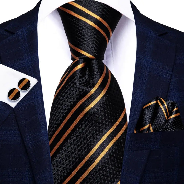 Hi-Tie 8.5cm Business Black Solid Paisley 100% Silk Men's Tie Neck Strip Ties for Men Formal Luxury Wedding Neckties Gravatas