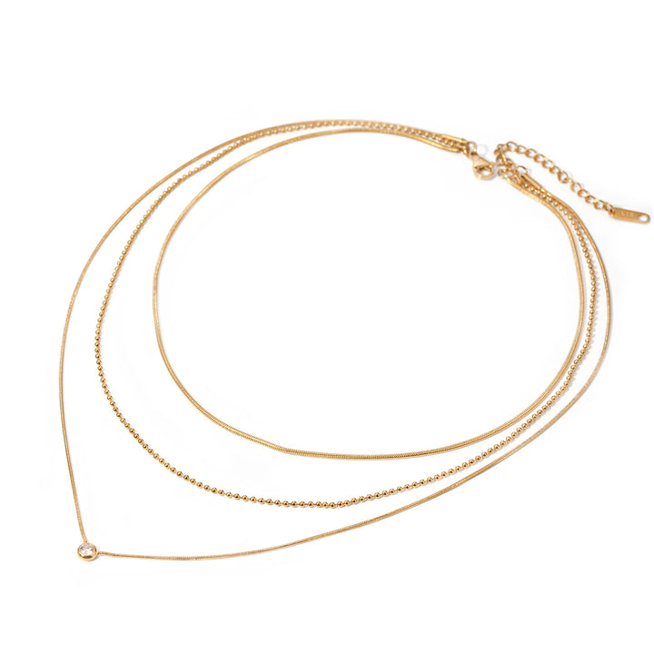 18K PVD Minimalist Light Cozy Stainless Steel Three Layer Y Shaped Necklace Chain Trendy Women Premium Jewelry Bijoux