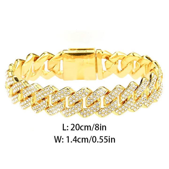 Frosted 15MM Cuban Chain Necklace – Rhinestone Hip Hop Bling
