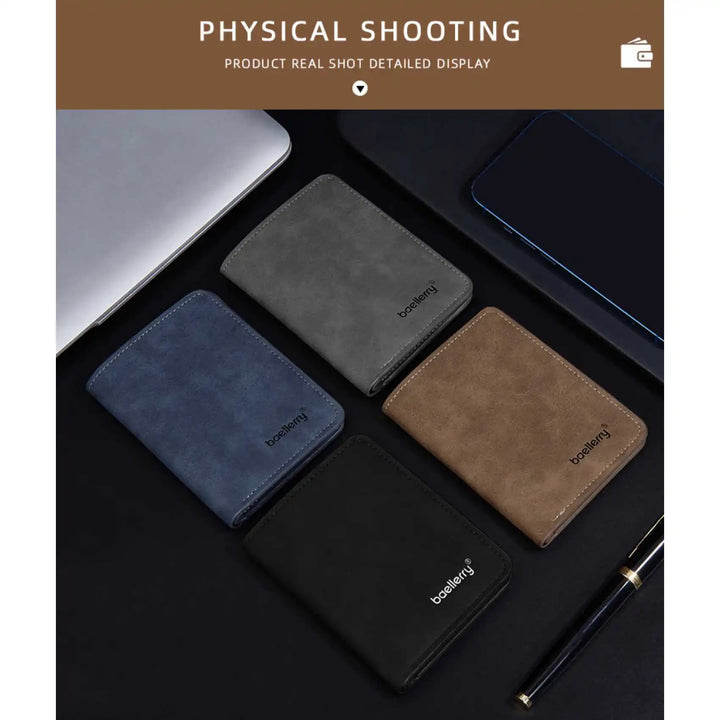 Thin Sanded Leather Multi-Card Driver's License Card Holder Simple Casual New Business Multi-Function Bifold Men's Short Wallet