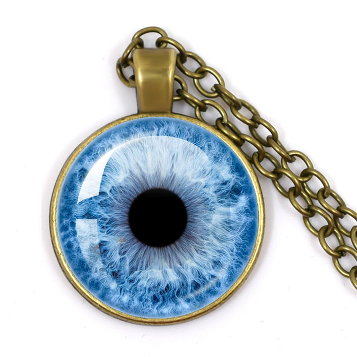 Lovely Fashion Colored Evil Eye Necklace Beautiful Animal Dragon Cats Eye Heart 25mm Glass Cabochon Pendant Gift For Fridends