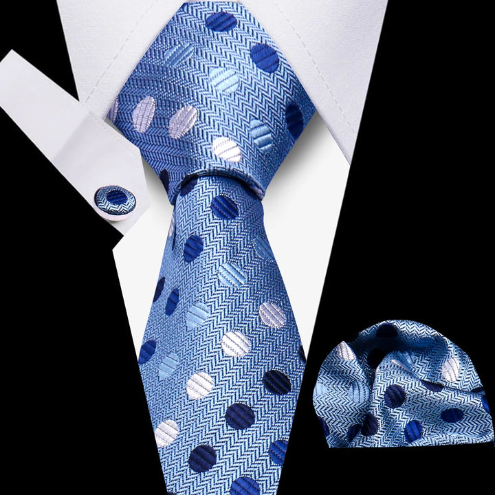 Elegant Ties For Men Gift Fashion Men Tie Set Striped Luxury Necktie Handchief Cufflinks 3 Pcs Business Wedding Suit Accessories