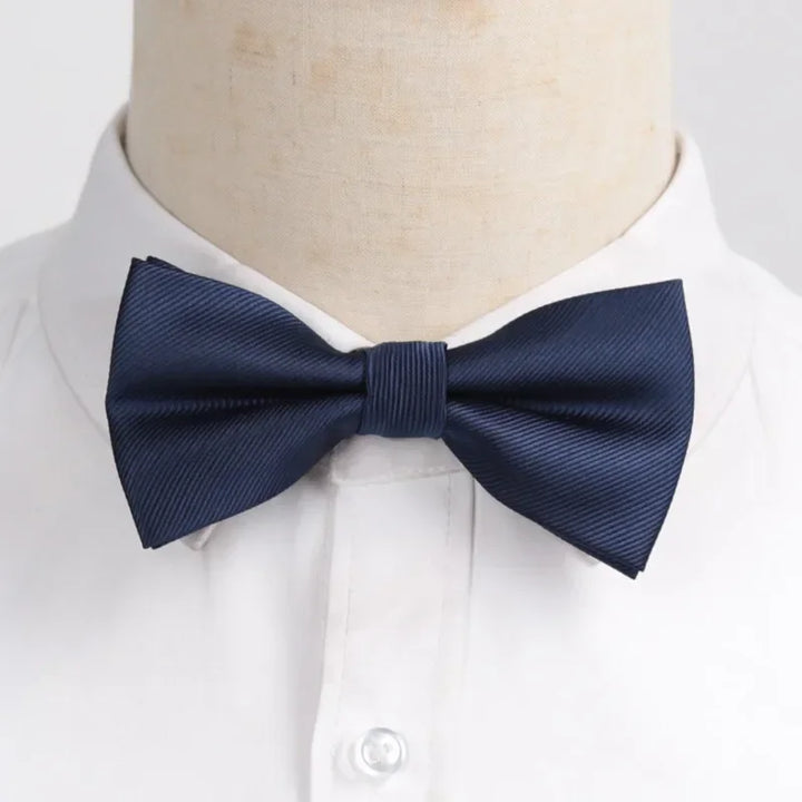 Men’s Classic Black Bow Tie – Formal Polyester Woven Pattern